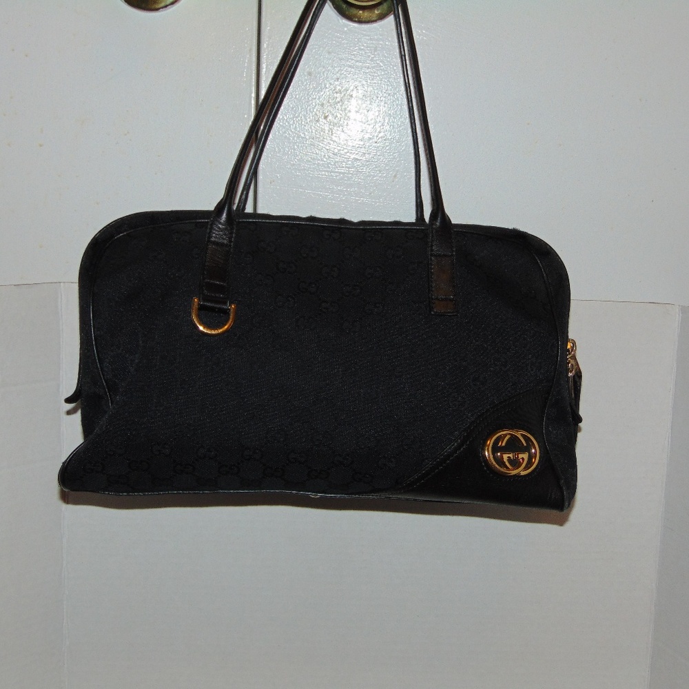 Gucci Handbag Black Canvas Serial #169971 001018.